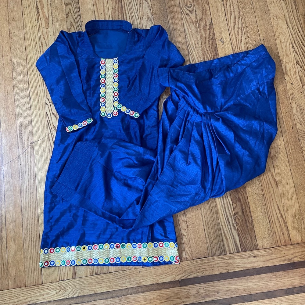 Royal blue Punjabi patiala salwar suit for kids